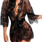 Avidlove Women's Lace Kimono Robe Babydoll Lingerie Mesh Nightgown S-5XL